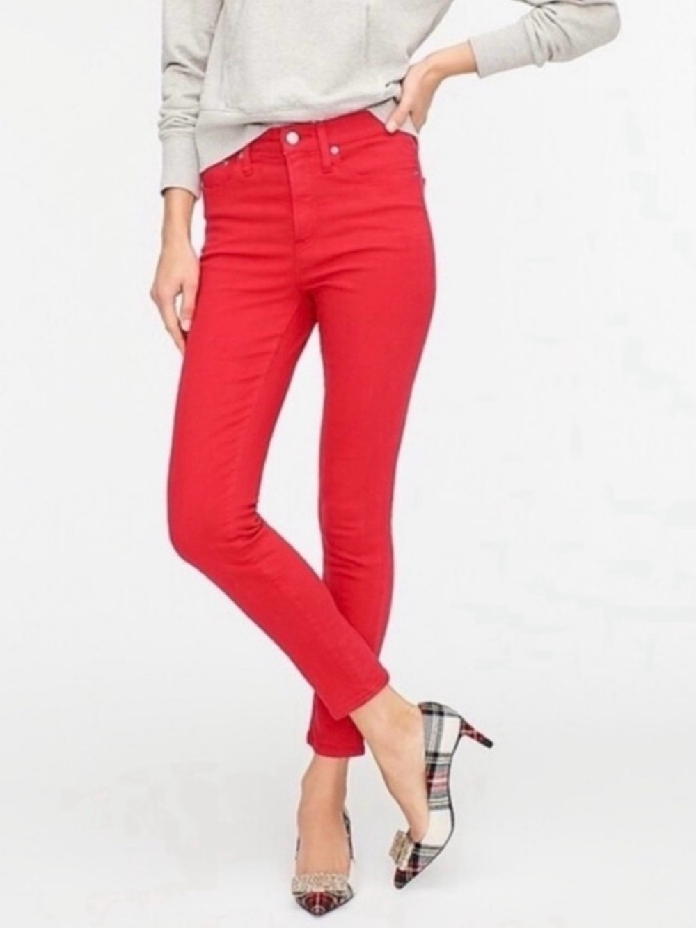 J. Crew 10” High Rise Toothpick Skinny Jeans in Bright Red Size 29